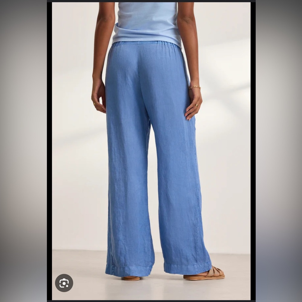 Cleo Relaxed Fit Chambray Pants - Blue